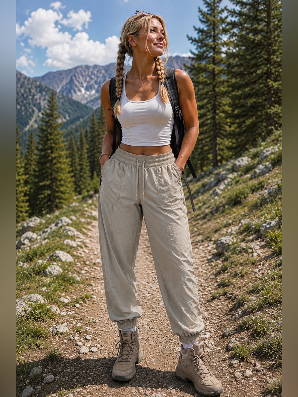 The North Face Gorpcore Hiking Capri Pants XXL Beige Outdoor Granola Trail Flaw